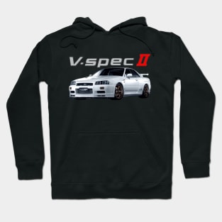 r34 GTR WHITE V SPEC II N1 bnr Godzilla Hoodie